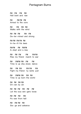 Pentagram Burns Note letterarie per pianoforte di Satyricon - Arr.Evejob