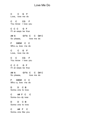 Love Me Do Nota surat piano oleh The Beatles - Arr.Herkyle