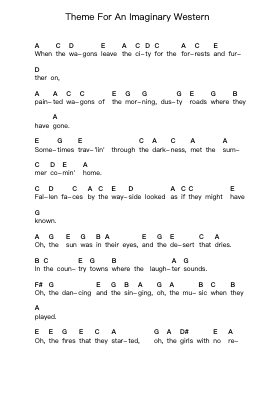 Theme For An Imaginary Western Piano letter notes by Mountain - Arr.Matlas