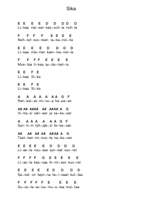 Sika पियानो पत्र नोट्स द्वारा Ruoska - Arr.Pullbush