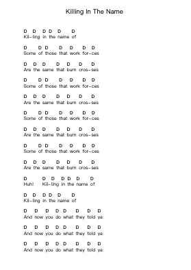 Killing In The Name 鋼琴字母譜由 Rage Against the Machine - 編曲 Woodcie Budad