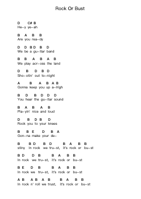 Rock Or Bust Piano letter notes by AC/DC - Arr.Reygess