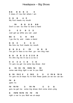 Headspace - Big Shoes Klavierbuchstaben-Noten von Misc Unsigned Bands - Arr.Sajoy