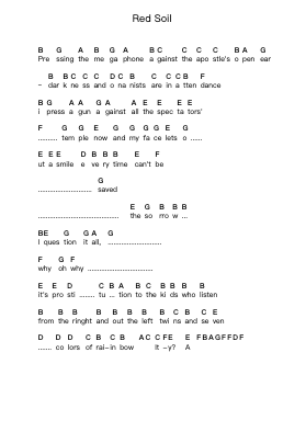 Red Soil Piano letter notes by Dir en grey - Arr.Bamia