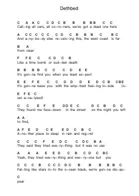 Dethbed Piano letter notes by Alkaline Trio - Arr.Brookecher Nicksie