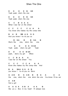 Shes The One 钢琴字母谱由 Ramones - 编曲 Hudcie Rhoclark
