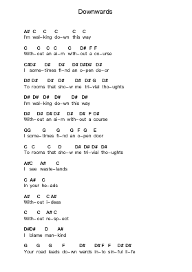 Downwards 钢琴字母谱由 Darkseed - 编曲 Morsedric