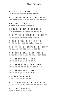 Niño Soldado Piano letter notes by Ska-P - Arr.Larple