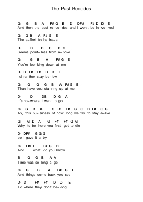 The Past Recedes Piano letter notes by John Frusciante - Arr.Pubey