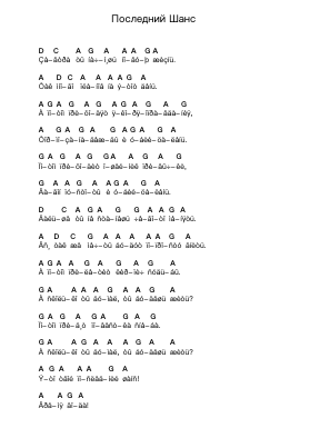 Последний Шанс Piano letter notes by Lumen (Russia) - Arr.Cisbrian Jestier