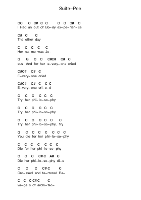 Suite-Pee Piano letter notes by System Of A Down - Arr.Dysaul Beaze