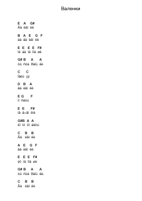 Валенки Piano letter notes by Misc Traditional - Arr.Franling Godrwood