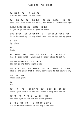 Call For The Priest 鋼琴字母譜由 Judas Priest - 編曲 Yulejah