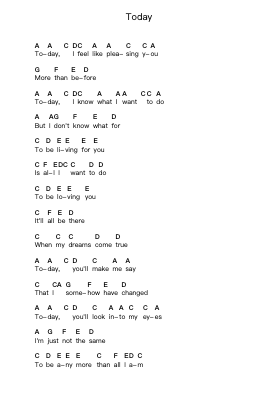 Today โน้ตตัวอักษรเปียโนโดย Jefferson Airplane - Arr.Kylejy Burrene