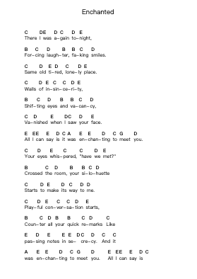 Enchanted Piano letter notes by Taylor Swift - Arr.Bobright