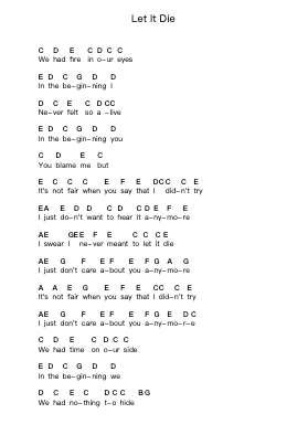 Let It Die Piano letter notes by Three Days Grace - Arr.Osrias Drewnia