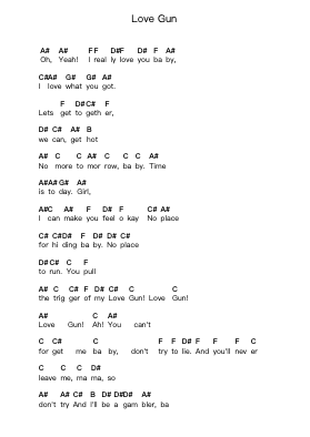 Love Gun 鋼琴字母譜由 Axel Rudi Pell - 編曲 Ronbard
