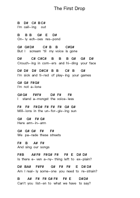 The First Drop Piano letter notes by Rise Against - Arr.Ellyle Hunrhys