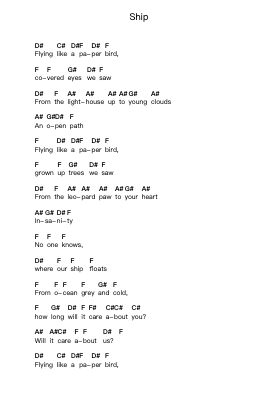 Ship Piano letter notes by Motorama - Arr.Narion