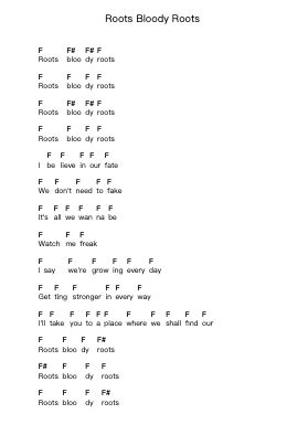 Roots Bloody Roots Piano letter notes by Sepultura - Arr.Whittrine Pruham