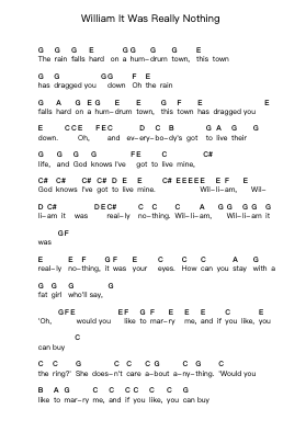 William It Was Really Nothing Piano letter notes by The Smiths - Arr.Chauburne Fowblair