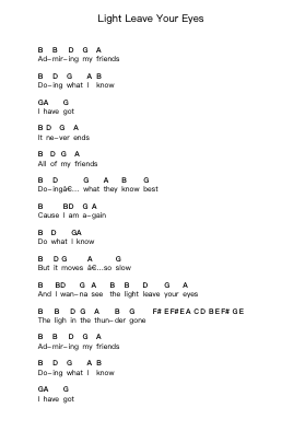 Light Leave Your Eyes 피아노 악보 Alex Calder - 편곡 Wilheljones