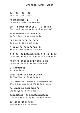 Chemical King-Twoon Piano letter notes by LMC - Arr.Borgcon Keford