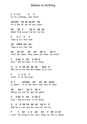 Believe In Nothing Ноты для пиано в буквенном формате от Nevermore - Arr.Ivessid