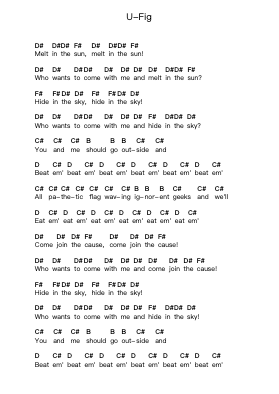 U-Fig Piano letter notes by System Of A Down - Arr.Gilesto Lindle