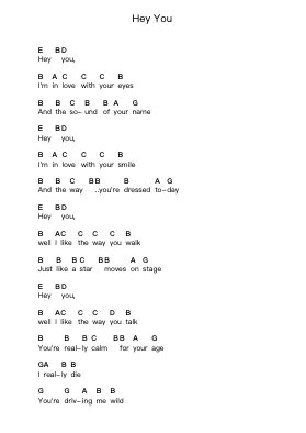 Hey You โน้ตตัวอักษรเปียโนโดย Scorpions - Arr.Bosphia Wisell
