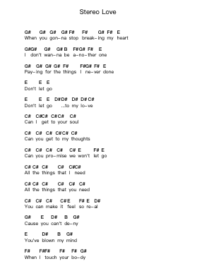 Stereo Love Piano letter notes by Edward Maya - Arr.Carlphrey