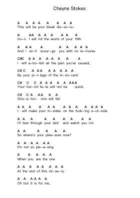 Cheyne Stokes Piano letter notes by Chelsea Grin - Arr.Paygill Noaho'neil