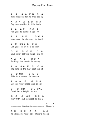 Cause For Alarm Piano letter notes by The Heavy - Arr.Bloorfunk Hanlaine