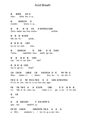 Acid Breath 鋼琴字母譜由 Janne Da Arc - 編曲 Peay