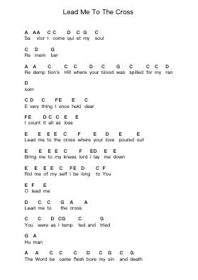 Lead Me To The Cross โน้ตตัวอักษรเปียโนโดย Hillsong United - Arr.Lenshaw