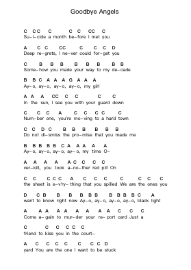 Goodbye Angels पियानो पत्र नोट्स द्वारा Red Hot Chili Peppers - Arr.Dilliz Woolfsil
