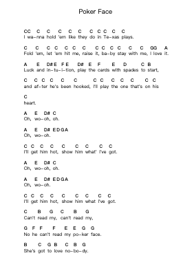 Poker Face 钢琴字母谱由 Lady Gaga - 编曲 Griries