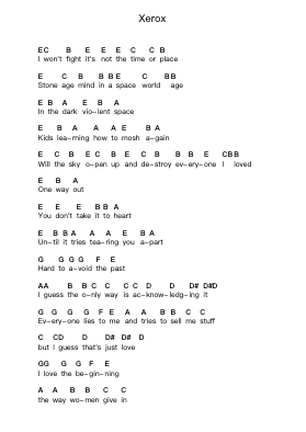 Xerox Piano letter notes by The Voidz - Arr.Duttraine