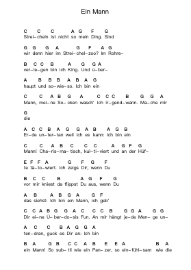 Ein Mann Piano letter notes by Die Ärzte - Arr.Keliot Hicksner