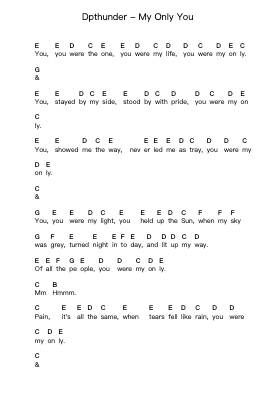 Dpthunder - My Only You Piano letter notes by Misc Unsigned Bands - Arr.Huxver Birdnee
