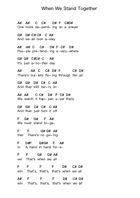 When We Stand Together Piano letter notes by Nickelback - Arr.Stilwald Mollswift