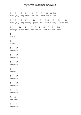 My Own Summer Shove It Piano letter notes by Deftones - Arr.Kawar Rusfrank