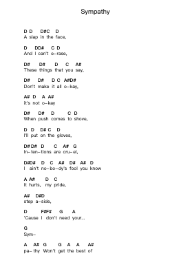 Sympathy 鋼琴字母譜由 Billy Talent - 編曲 Molsham
