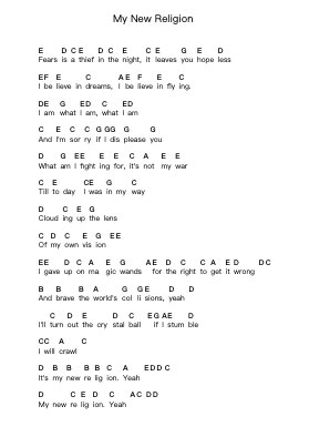 My New Religion Piano letter notes by Mr. Big - Arr.Clairenor Jouvic