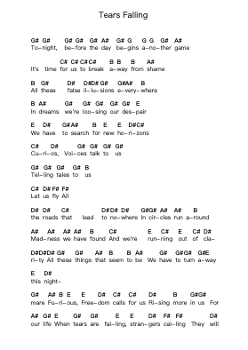 Tears Falling Notas de piano en letras por Freedom Call - Arr.Earlfay Joyceraine