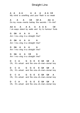 Straight Line Piano letter notes by Wire - Arr.Yedpont