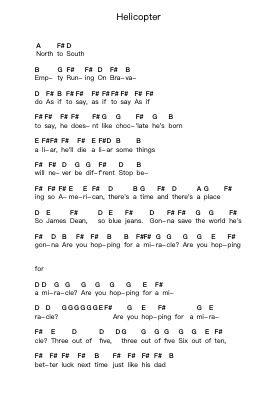 Helicopter 鋼琴字母譜由 Bloc Party - 編曲 Twainsel