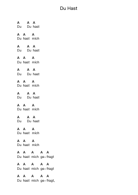 Du Hast Piano letter notes by Rammstein - Arr.Blajeames Yulewood