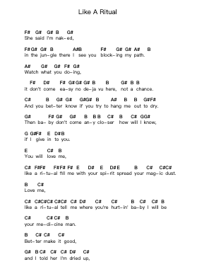 Like A Ritual 鋼琴字母譜由 Winger - 編曲 Bardtrid