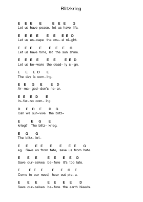 Blitzkrieg Piano letter notes by Metallica - Arr.Roockey